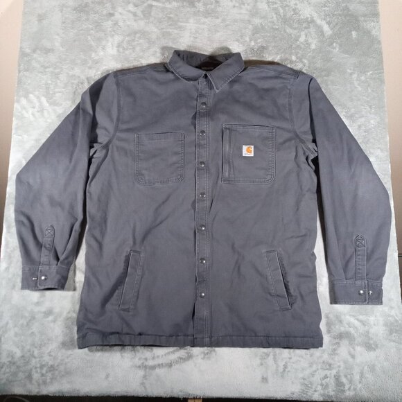 Carhartt Rugged Flex Canvas Fleece Lined Shirt Jacket Men 2XLT XXL TALL Relaxed - Picture 1 of 13